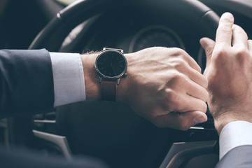  Young business man test drive new car