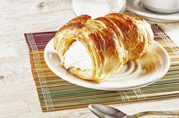 Puff pastry with custard for tea