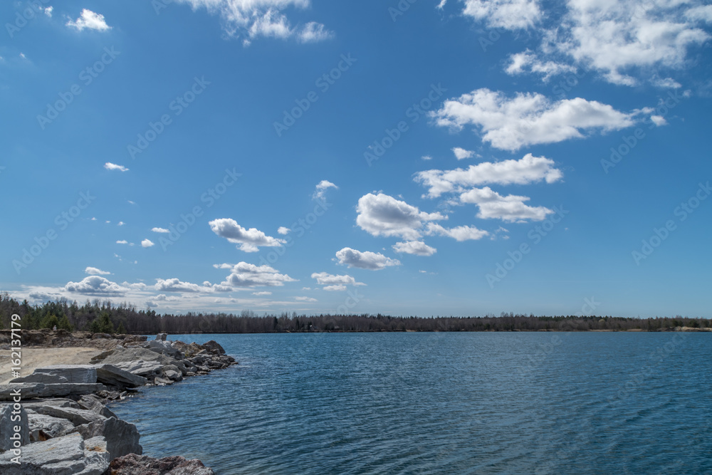 Wall mural lake at spring. rummu lake, estonia