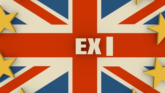 United Kingdom exit from Europe relative words cloud. Brexit named politic process. Intro for news broadcasting. News generic broadcast design.