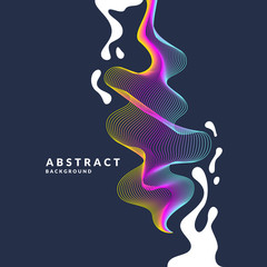 Abstract background with a dynamic waves, linesn and splashes in a bright colorful style