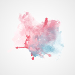 Red and Blue Watercolor Splash with gradient effect. Bright colorful grunge blob.
