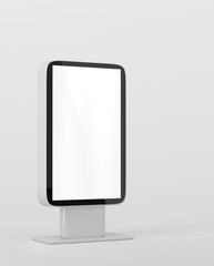 Outdoor Advertising Stand Display (empty banner lightbox) - mockup template isolated on white. 3D rendering