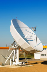 Satellite TV antenna in communication center