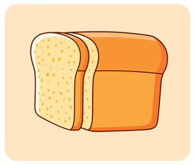 Half a loaf of bread and slice vector icon.