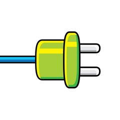 Green AC power plug vector icon isolated.