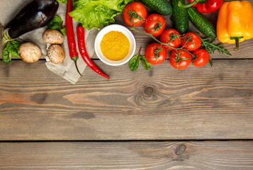 Vegetables fresh isolated on table indoors