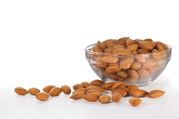 Almond in a transparent glass bowl.
