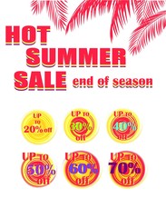 Collection labels with percent for hot summer sale