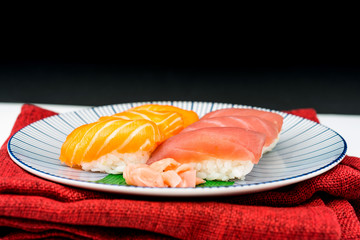 fresh sushi traditional japanese food on the table