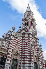 Fototapeta na wymiar El Carmen church in the historic center of Bogota, Colombia
