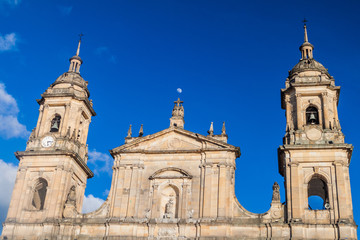 Towers of Cathedral in the center of Bogota, Colombia