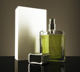 Green perfume with packaging