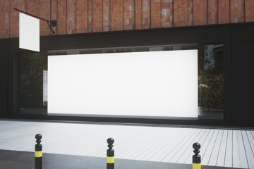 Empty vitrine with billboard