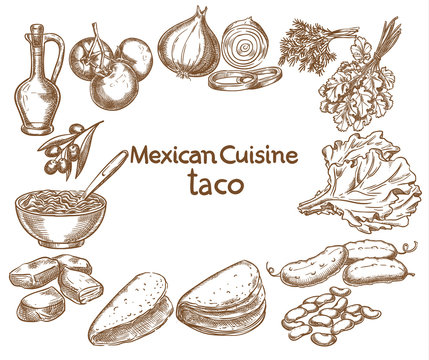 Taco, ingredients of the food