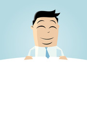 happy businessman on top of empty space