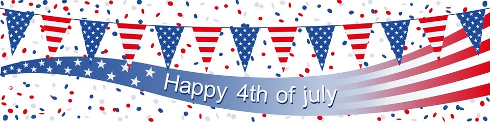 Fototapeta premium Banner. Garland, Happy 4th of july