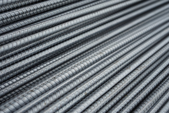 Steel bars use for reinforce concrete, steel rods texture for background