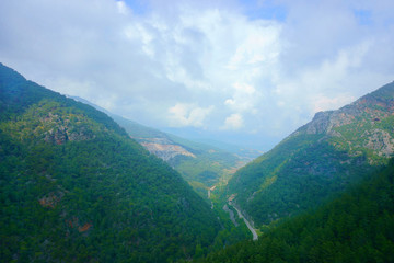 Fototapeta premium landscape forest, mountains, river