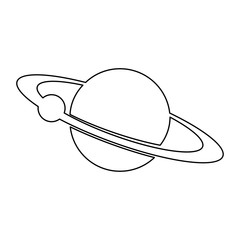 Planet with satellite on the ring  the black color icon .