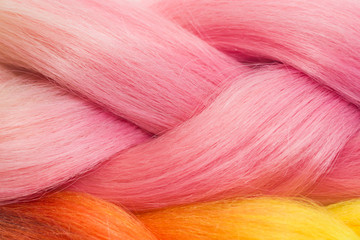 Pink and orange kanekalon braids texture