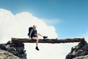 Pretty young traveller. Mixed media