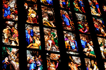 Stained glass in Milan, Italy