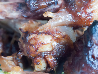 BBQ chicken legs close up texture food