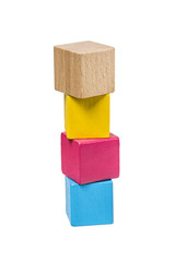 Building blocks on wooden background，Colorful wooden building blocks