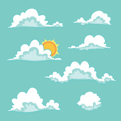 Set of cartoon hand-drawn clouds. Vector illustration.