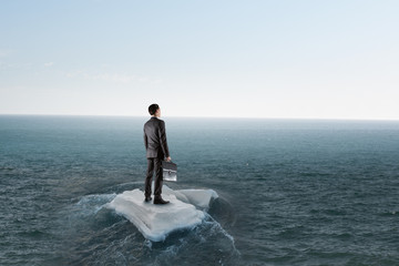 Surfing sea on ice floe