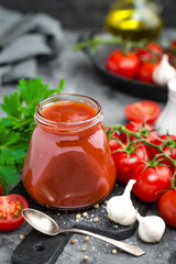 Tomato paste and fresh tomatoes, tomatos puree