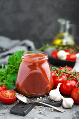 Tomato paste and fresh tomatoes, tomatos puree