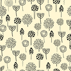 graphic trees. seamless pattern