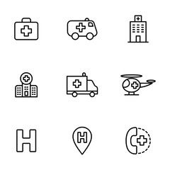 hospital icons set on white background