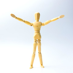 Wooden figure doll with Stretch arms to hug for peace concept