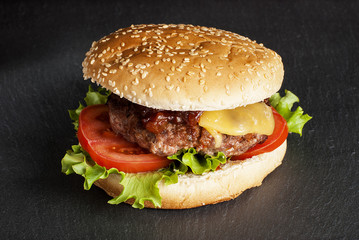 Hamburger on a blackboard