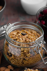 Baked granola with berries
