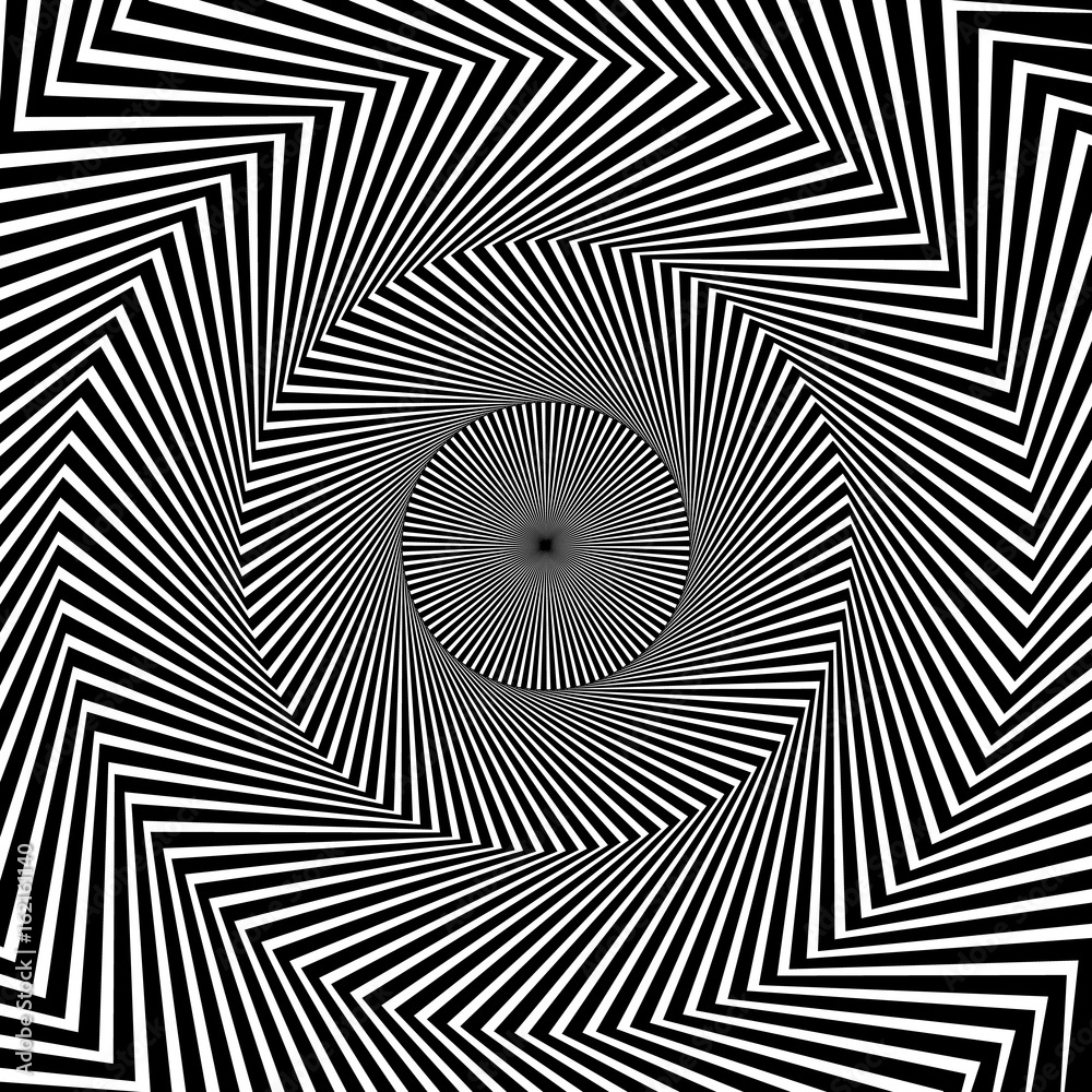 Poster Circular pattern of radial, radiating lines. Monochrome starburst, sunburst element.