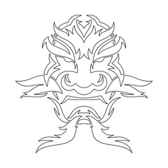 Tribal japanese evil mask. Line art