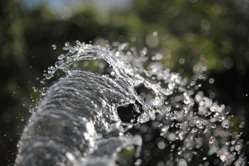 The stream of water in slow motion