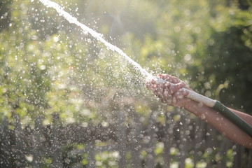 The stream of water in slow motion