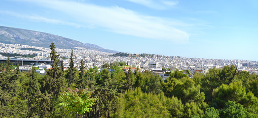 panoramic landscape of Athens city Greece
