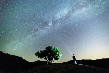 Obraz na płótnie Canvas Milky Way over the Meteora, Greece