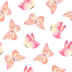 Watercolor colorful butterflies hand drawn
