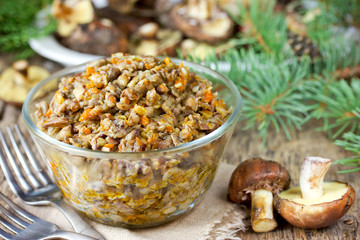 Mushroom caviar with onion and carrot