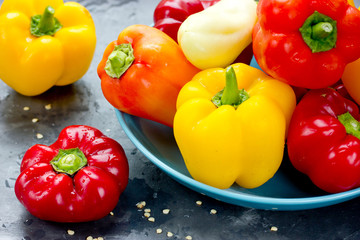 Ripe raw juicy sweet peppers