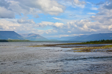 Mountain lake on Putorana plateau.