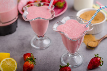 Milkshake strawberries drink