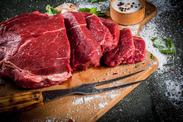 Meat. Beef, veal. Fresh raw tenderloin, piece without bone. For frying grilling barbecue. Cut into...